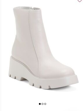 Naked Feet Chunky Lug Leather Ankle Booties in Off-White